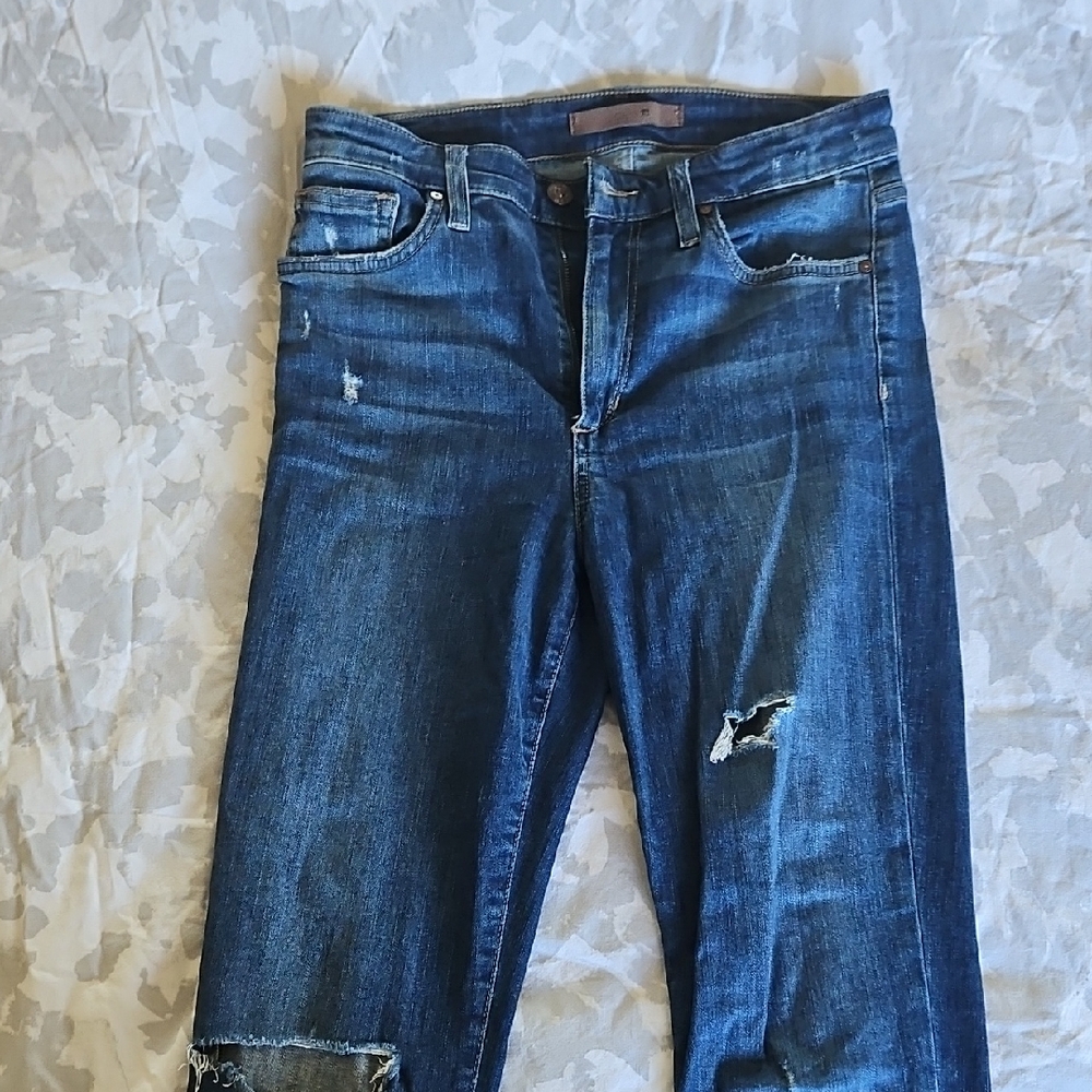 Joe's Jeans Dark Blue Distressed Straight Leg Jeans
